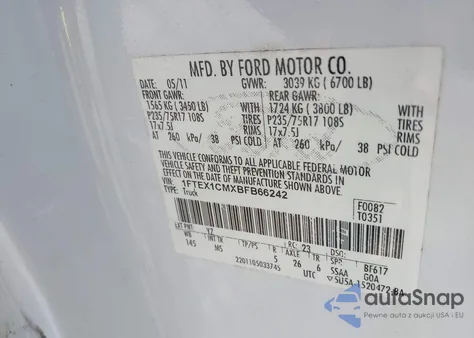 2011 Ford F-150 Xlt from USA, damaged, VIN 1FTEX1CMXBFB66242